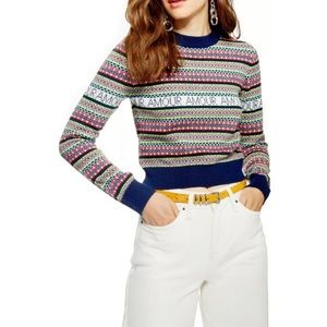 Topshop Amour Fair Isle Crop Sweater 